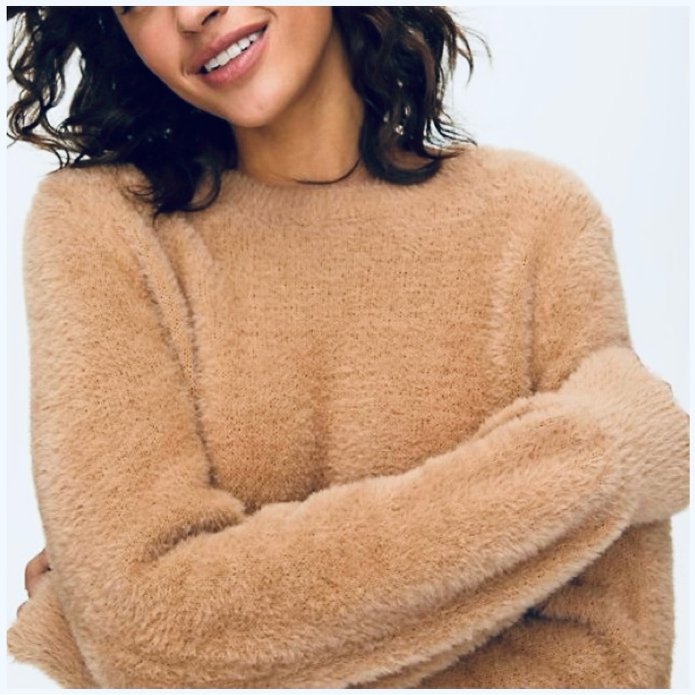 SUNDAY BEST Beige Fuzzy Kitten Sweater